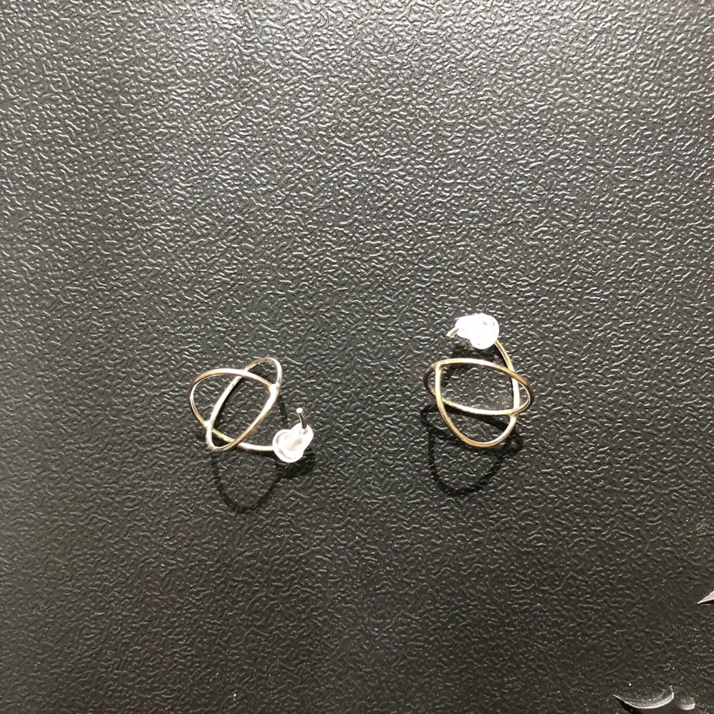 Sterling Silver Double Round Loops Earrings - Picture 3 of 3